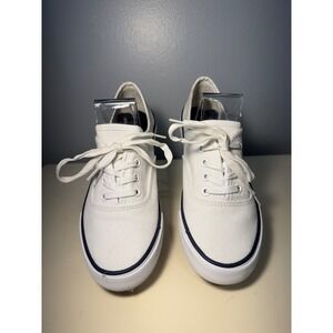 US Sports Womens White Canvas Lace Up Low Top Sneakers Size 8